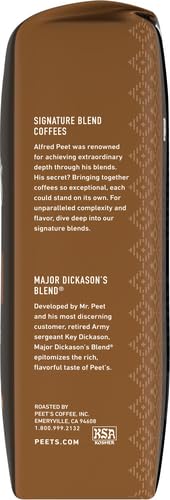 Peet's Coffee, Dark Roast Ground Coffee - Major Dickason's Blend 36 Ounces (2 Bags of 18 Ounces)