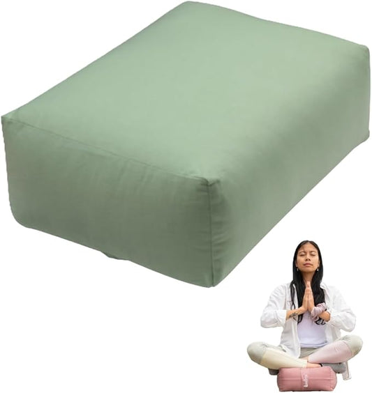 Rectangular Yoga Bolster Pillow, 18" x 12" x 6", Pink Cotton