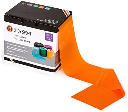 Body Sport Exercise Band, 25 yd. x 4 in. Roll, Medium Resistance - Home & Gym Fitness Equipment for Stretching, Strength Training & Physical Therapy (Orange)