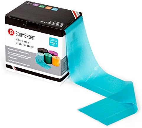 Body Sport Exercise Band, 25 yd. x 4 in. Roll, Low Resistance - Home & Gym Fitness Equipment for Stretching, Strength Training & Physical Therapy (Light Resistance Blue)