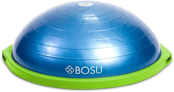 Bosu Balance Ball Exercise Trainer, Home Gym Equipment w/ Guided Workouts & Pump, 26", Blue - Inflatable Fitness Platform for Strength Training, Standing, Balancing, and Core Workout