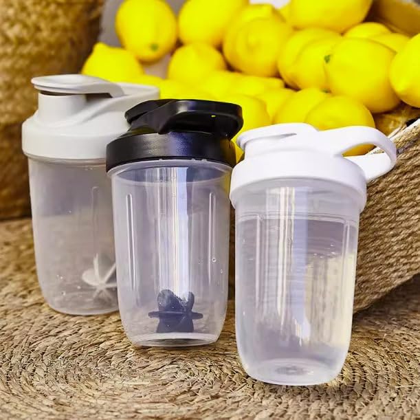 CHNLML Protein Shaker Bottle 400ML/16Oz w. Shaker Ball for Protein Shake, Shaker Bottle with Mixing Ball, Leak-Proof, BPA-Free, for Gym, Workout, Juice Mixer (Black/Clear, 16Oz-400ML-1Bottle)