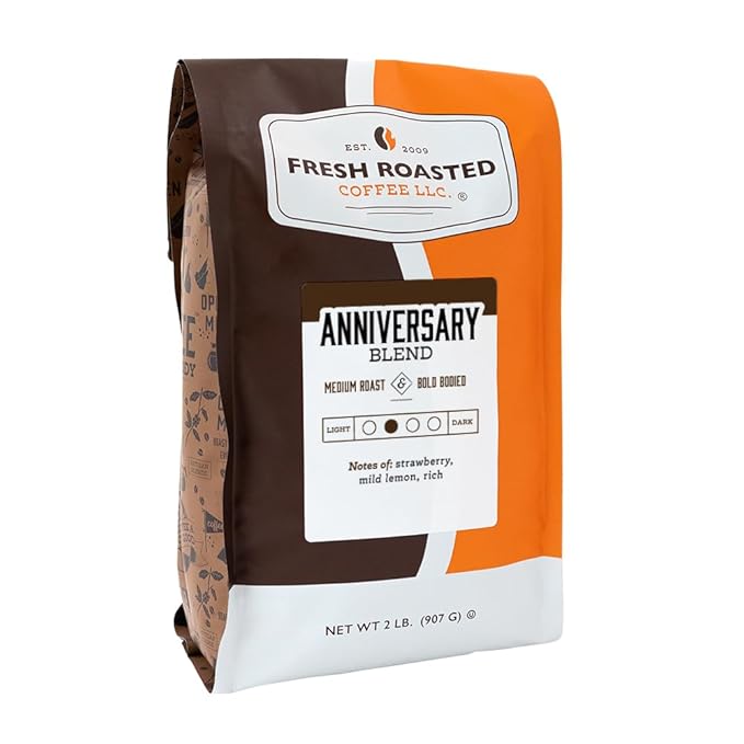 Fresh Roasted Coffee, Anniversary Blend, 2 lb (32 oz), Medium Roast, Kosher, Whole Bean