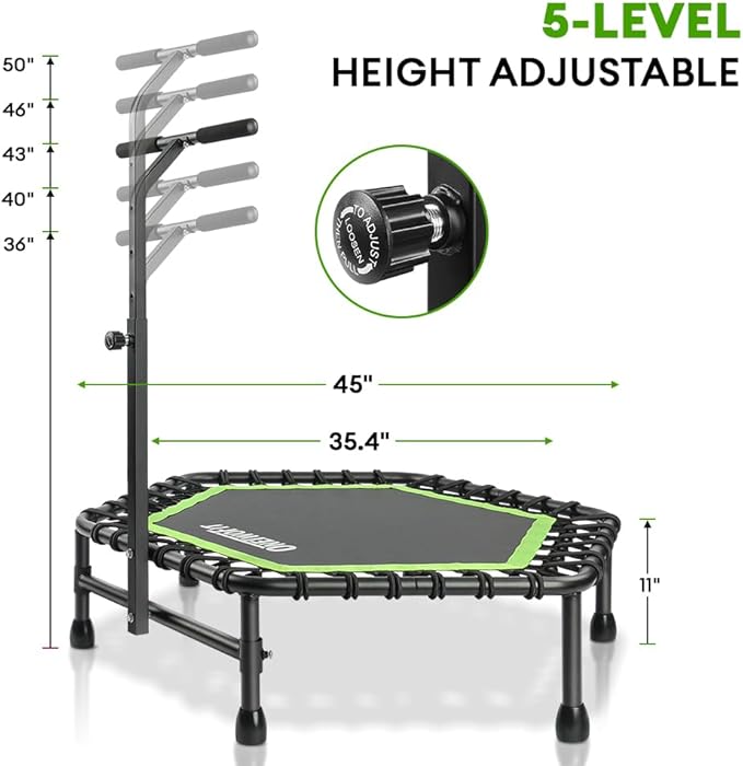 ONETWOFIT 42"/45" Rebounder Trampoline for Adults, Silent Mini Trampoline Indoor Exercise Fitness Trampoline Bungee Rebounder Workout Max Load 330lbs