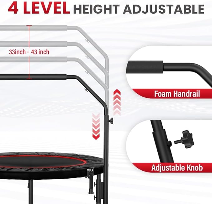 Trampoline, Portable Fitnes Foldable Trampoline in-Home Mini Rebounder, Exercise Trampoline for Kid/Adults, 40" Max Load 330lbs