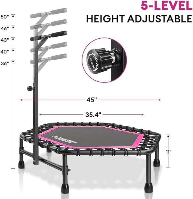 ONETWOFIT 42"/45" Rebounder Trampoline for Adults, Silent Mini Trampoline Indoor Exercise Fitness Trampoline Bungee Rebounder Workout Max Load 330lbs