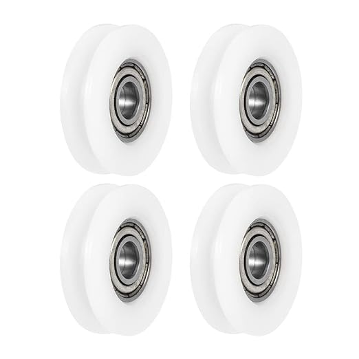 uxcell U Groove Guide Pulley Rail Ball Bearings 6x27x7mm Double Metal Shielded (GCr15) Chrome Steel Bearings Roller Guide Wheel 4pcs