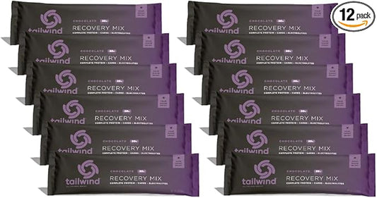 Tailwind Nutrition Recovery Mix, 20 Grams Complete Protein, Carbohydrates, and Electrolytes Powder Drink Mix for Post-Workout, Free of Gluten, Soy, and Dairy, Vegan, 12 Servings, Chocolate