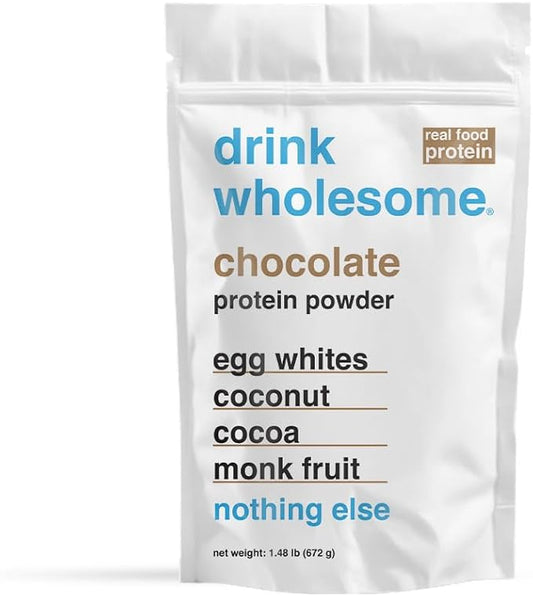 drink wholesome Chocolate Egg White Protein Powder | for Sensitive Stomachs | Gut Friendly | Additive & Dairy Free | No Artificial Sweeteners | No Bloating, Farts or Gas | No Constipation or Diarrhea