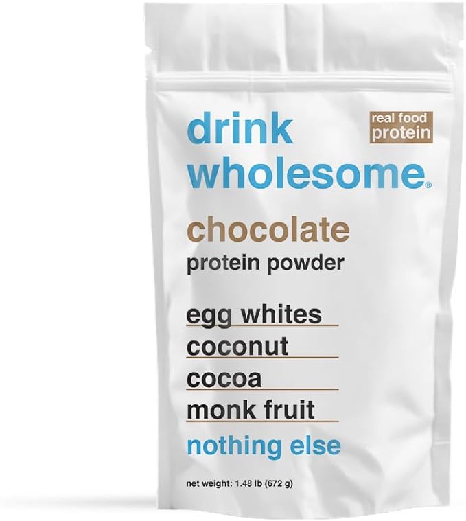 drink wholesome Chocolate Egg White Protein Powder | for Sensitive Stomachs | Gut Friendly | Additive & Dairy Free | No Artificial Sweeteners | No Bloating, Farts or Gas | No Constipation or Diarrhea