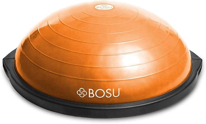 Bosu Balance Ball Exercise Trainer, Home Gym Equipment w/ Guided Workouts & Pump, 26", Blue - Inflatable Fitness Platform for Strength Training, Standing, Balancing, and Core Workout
