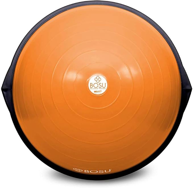 Bosu Balance Ball Exercise Trainer, Home Gym Equipment w/ Guided Workouts & Pump, 26", Blue - Inflatable Fitness Platform for Strength Training, Standing, Balancing, and Core Workout