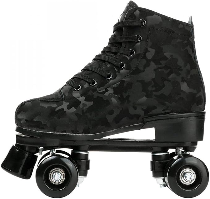 Roller Skates for Women and Men Cowhide High-Top Shoes Classic Double-Row Roller Skate Four-Wheel Roller Skates for Men Girls Unisex Christmas