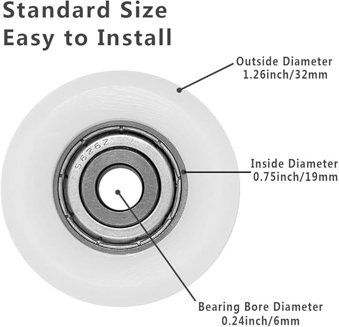 Upgraded Set of 4 Rollers Kit Replacement for Total Gym Wheels/Rollers, Fits for Gym Models 2000, 3000, Some 3000 XL, and a Few Very Early XL (White)