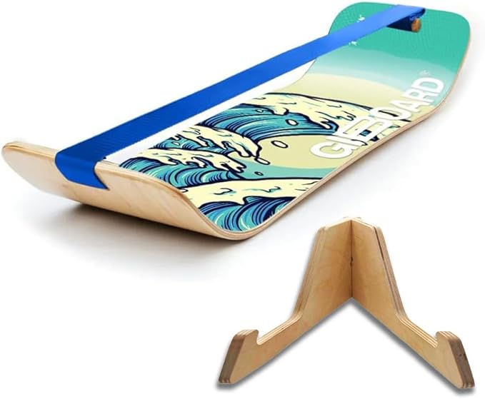 GIBBON SlackBoard - GiBoard Balance Board Kids & Adults - Slackline Balance Trainer - Slack Board Core Workout Equipment Home Gym Training - Standing Desk Exercise - Yoga, Agility, Pilates & More