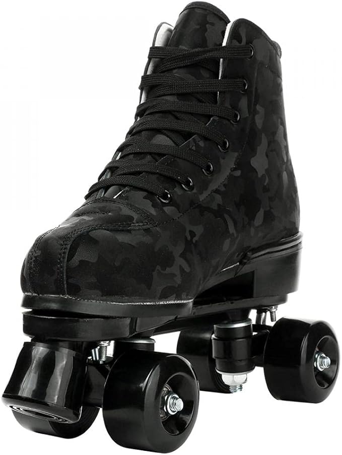 Roller Skates for Women and Men Cowhide High-Top Shoes Classic Double-Row Roller Skate Four-Wheel Roller Skates for Men Girls Unisex Christmas