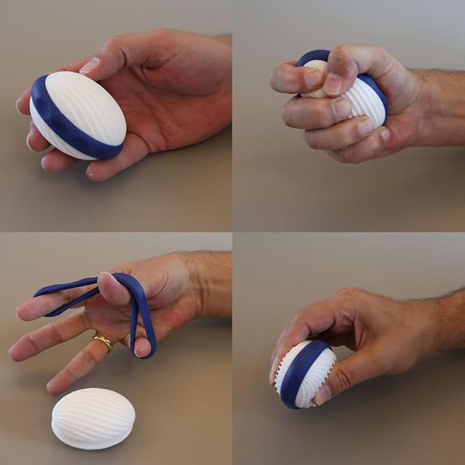 Hand & Finger Exerciser – Grip Strengthener with 2 Resistance Rings & Training Manual with 30+ Exercises – Strengthens Hand Muscles, Joints & Tendons for Rehab, Therapy & Training