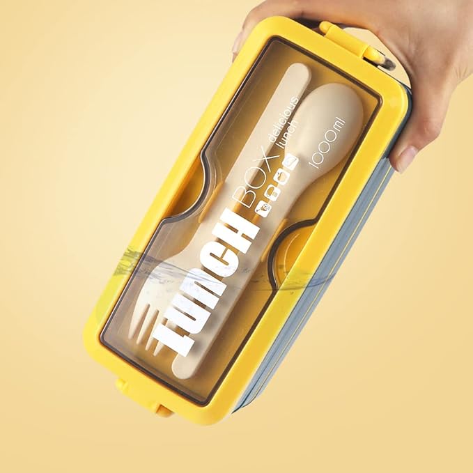 Iteryn Bento Box Lunch Box, 3-In-1 Compartment Containers - Wheat Straw, Leakproof Eco-Friendly Stackable Bento Lunch Box Meal Prep