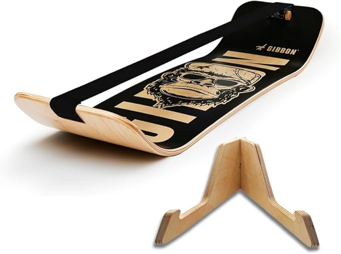 GIBBON SlackBoard - GiBoard Balance Board Kids & Adults - Slackline Balance Trainer - Slack Board Core Workout Equipment Home Gym Training - Standing Desk Exercise - Yoga, Agility, Pilates & More