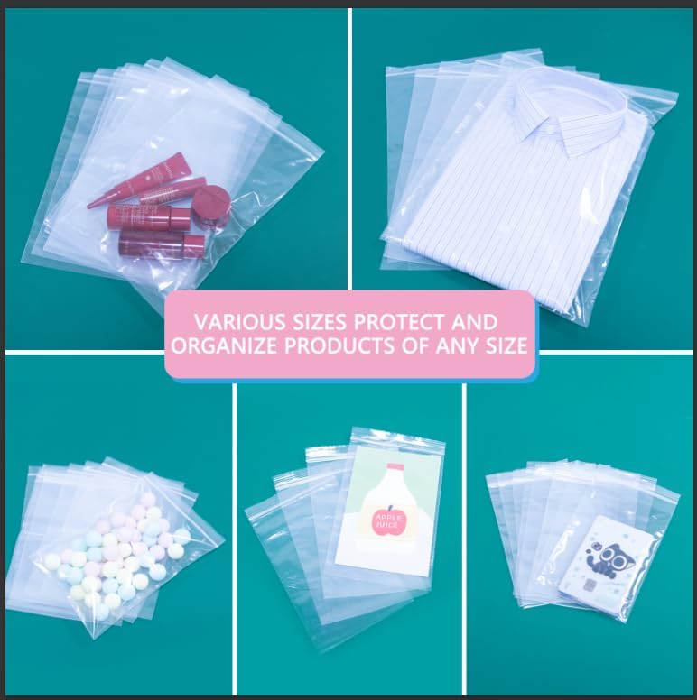 iMailer - 500 Pcs- 6" x 9" Plastic Poly Bags- Clear Resealable Zip Bag with Lock Seal Zipper for A7 A8 A9 Cards & Envelopes, Bakery, Cookies
