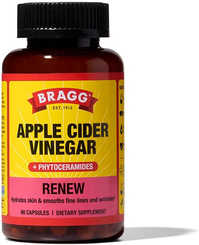 Bragg Renew Apple Cider Vinegar Capsules with Phytoceramides - 90 Capsules - Maintains Healthy Skin and Promotes Hydration