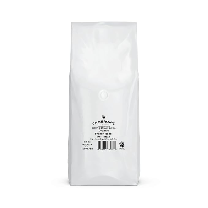 Cameron's Coffee Roasted Whole Bean Coffee, Organic French Roast, 4 Pound
