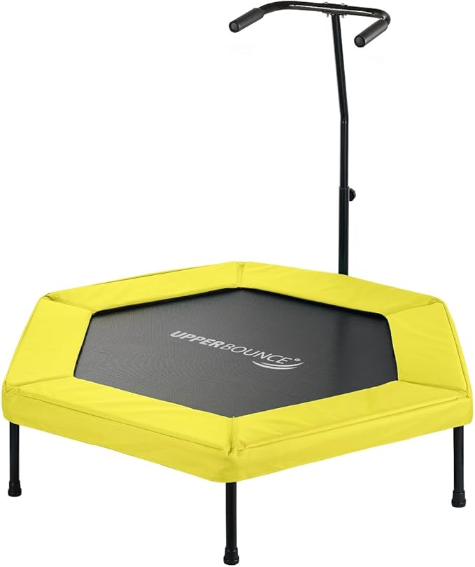 Upper Bounce Mini Workout Trampoline with Adjustable T-Shaped Handrail – Hexagonal Rebounder Trampoline for Kids & Adults – Fitness & Recreational Trampolines, Supports up to 220 lbs.