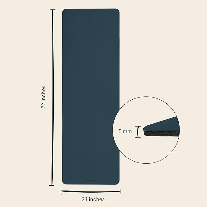 Retrospec Laguna 5mm Yoga Mat - Fitness Mat for Women, Men & Children, Slip-Resistant and Moisture Absorbing Exercise Mat for Home, Pilates, Yoga and Floor Workouts