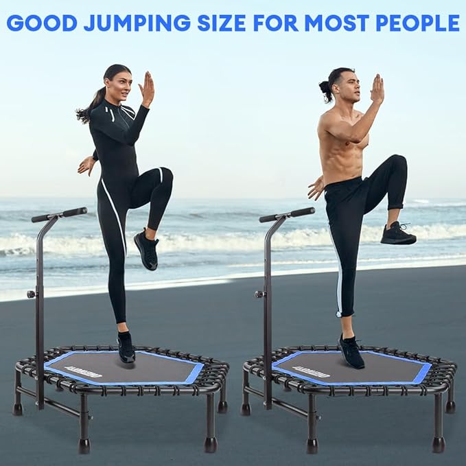 ONETWOFIT 42"/45" Rebounder Trampoline for Adults, Silent Mini Trampoline Indoor Exercise Fitness Trampoline Bungee Rebounder Workout Max Load 330lbs
