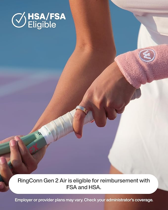 RingConn Gen 2 Air, Ultra-Thin AI Smart Ring, 10-Day Battery Life, Fitness/Sleep/Stress/HR Tracker for Women&Men, No App Fee for Standard Features, iOS & Android Compatible (Size 11, Galaxy Sliver)