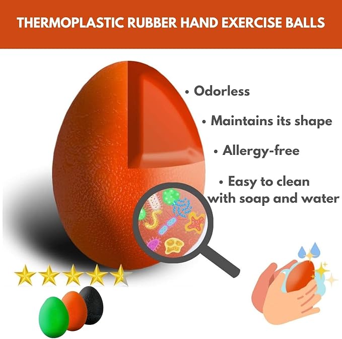 The Friendly Swede Stress Balls for Adults - 3 Squeeze Balls for Hand Therapy, Stress Relief & Strength; 3 Resistance Levels