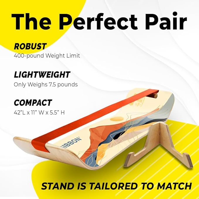 GIBBON SlackBoard - GiBoard Balance Board Kids & Adults - Slackline Balance Trainer - Slack Board Core Workout Equipment Home Gym Training - Standing Desk Exercise - Yoga, Agility, Pilates & More