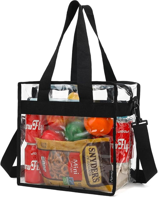 FlowFly Insulated Lunch Cooler Bag - Tote Bag Organizer for Women/Men, Clear#Black