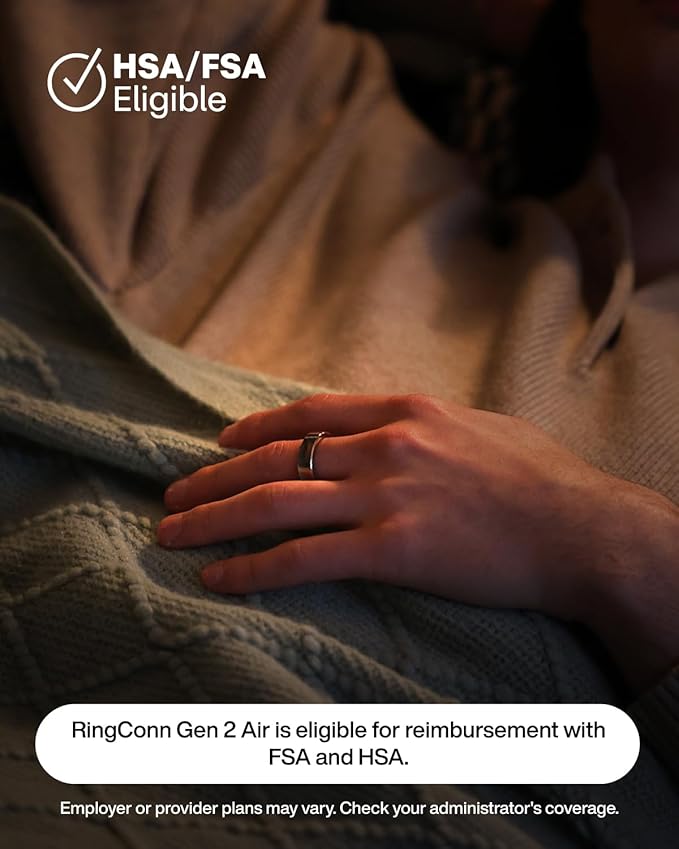 RingConn Gen 2 Air, Ultra-Thin AI Smart Ring, 10-Day Battery Life, Fitness/Sleep/Stress/HR Tracker for Women&Men, No App Fee for Standard Features, iOS & Android Compatible (Size 14, Dune Gold)