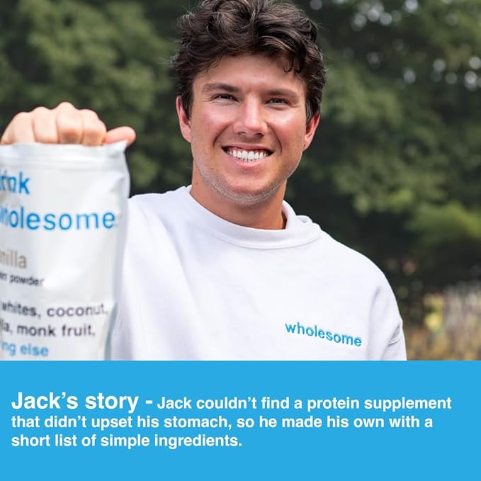 drink wholesome Unflavored Egg White Protein Powder | for Sensitive Stomachs | Gut Friendly | Dairy Free | Low FODMAP | No Artificial Sweeteners | No Bloating or Gas | No Constipation or Diarrhea