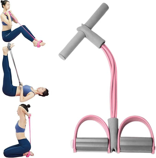 21 Fitness Resistance Bands - 4 Tube Pedal Ankle Puller, Yoga Handle Bands Exerciser Multifunction Trainer Tension Rope for Body, Abdomen, Waist, Arm, Tummy Exercise Stretching Training ( Color : Ash