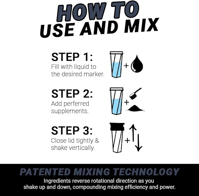 HELIMIX 2.0 Vortex Blender Shaker Bottle Holds upto 28oz | No Blending Ball or Whisk | USA Made | Portable Pre Workout Whey Protein Drink Shaker Cup | Mixes Cocktails Smoothies Shakes | Top Rack Safe