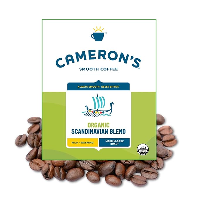 Cameron's Coffee Roasted Whole Bean Coffee, Organic Scandinavian Blend, 4 Pound