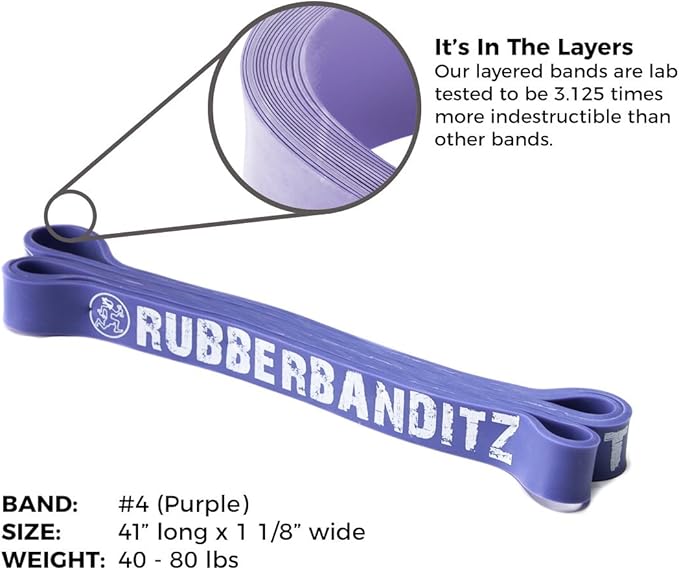 Rubberbanditz Pull Up Assist Resistance Bands Heavy Duty Loop Exercise Workout Bands for Powerlifting, Mobility, and Stretching