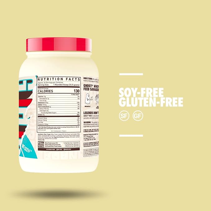 GHOST Whey Protein Powder, Cereal Milk - 2LB, 25G of Protein - Whey Protein Blend - Post Workout Fitness & Nutrition Shakes, Smoothies, Baking & Cooking - Soy & Gluten-Free