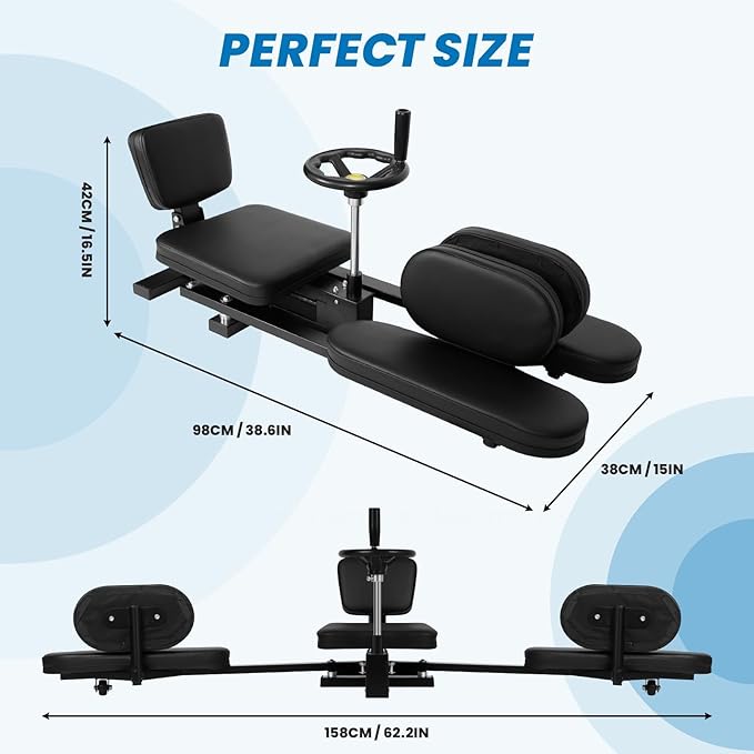 Leg Stretcher, Split Machine for Flexibility Training 240 Degree Adjustable, Steel Frame Hamstring Stretcher with Adjustable Seat Backrest, Home Gym Equipment for Adults Kids