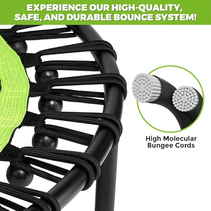 ONETWOFIT Foldable Rebounder Trampoline for Adults, 40/42/45” Mini Fitness Trampoline W/Adjustable Foam Handle Bungees, Quiet Exercise Trampoline for Personal Indoor Workout