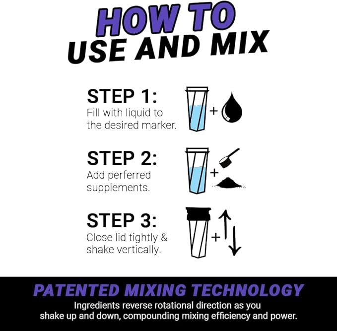 HELIMIX 2.0 Vortex Blender Shaker Bottle Holds upto 28oz | No Blending Ball or Whisk | USA Made | Portable Pre Workout Whey Protein Drink Shaker Cup | Mixes Cocktails Smoothies Shakes | Top Rack Safe
