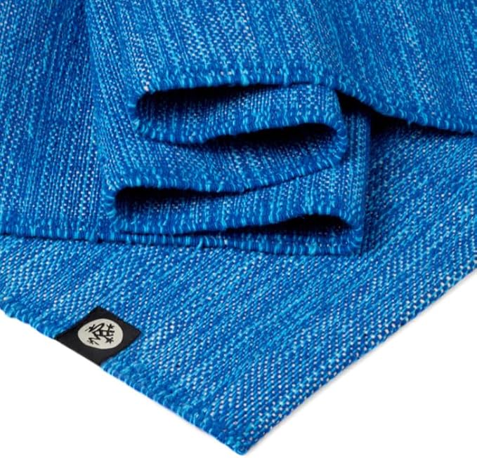 Manduka Shala Yoga Rug 71" - Outdoor Yoga & Meditation | Foldable & Machine Washable | Natural Cotton | Handmade | 71 x 26 inches | Flaneur Blue