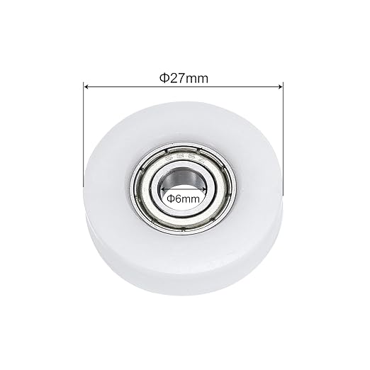 uxcell 8pcs Nylon Pulley U-Groove Ball Bearing 6x27x7mm U Groove Roller Wheel (GCr15) Chrome Steel Bearings, ABEC3