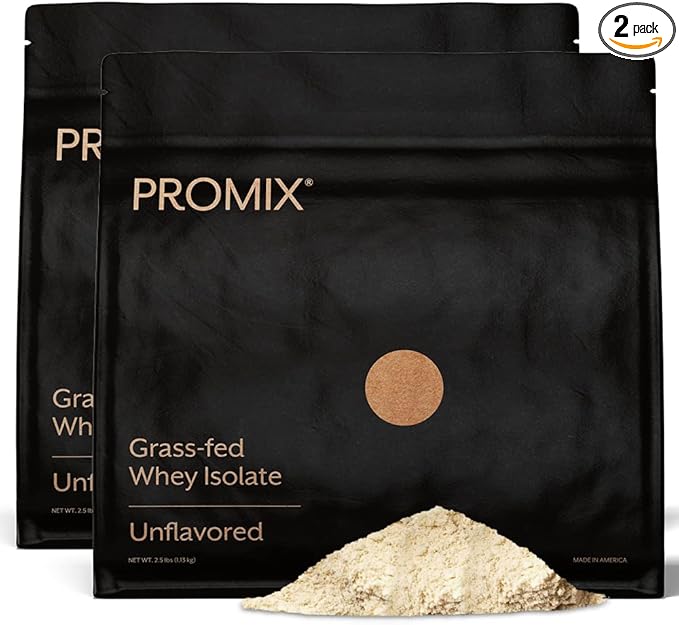 ProMix Nutrition Whey Protein Isolate Powder, Unflavored - Grass-Fed & 100% All Natural - Post Workout Fitness & Nutrition Shakes, Smoothies, Baking & Cooking Recipes - 2.5 Pound (Pack of 2)