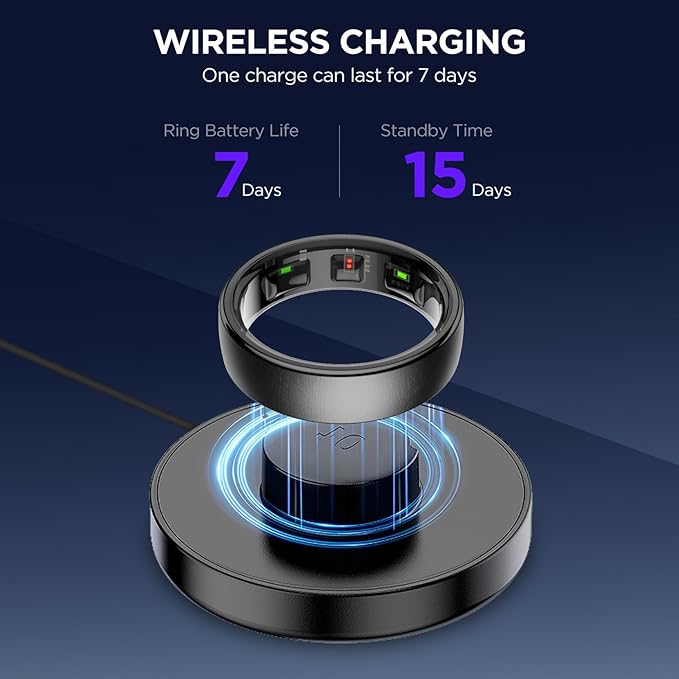 Fitness Tracker, Smart Ring for Women Men, Fitness Ring with Sleep Tracker, 24/7 Heart Rate Monitor, Health Activity Trackers,Step Counter,Calorie Pedometer,No Subscription,for iOS Android(Black,#13)