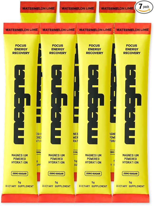 MAGNA Electrolyte Powder Drink Mix for Hydration, Energy & Focus Support with Magnesium L Threonate, Malate & Glycinate, Sodium, Potassium, Vitamin D, B6 & B12, Watermelon Lime Flavor, 7 Servings