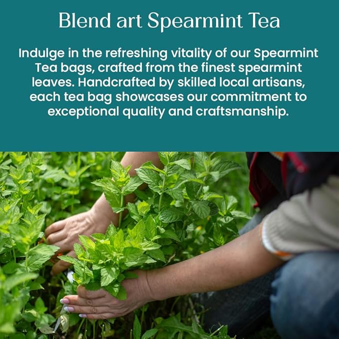 Spearmint Tea Bags 100 Count Herbal Tea Bags PCOS RELIEF Balances Hormones Support Digestion Refreshing Aromatic and Minty Gluten Free Caffeine Free Tea 100% Pure Spearmint leaves | Pyramid Tea bags