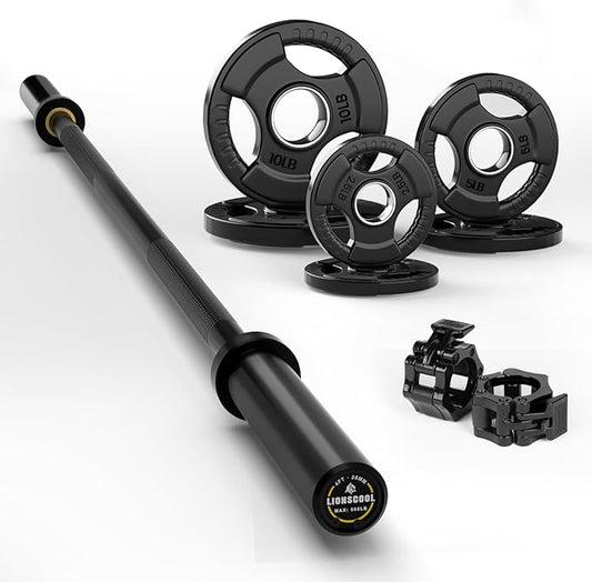 LIONSCOOL Premium 4ft/4.9ft/6ft Barbell for Strength Training and Olympic Weightlifting, 2 Inch Bar for Squats, Curls, Deadlifts, Presses, Hip Thrusts, 350lbs/500lbs/700lbs Weight Capacity